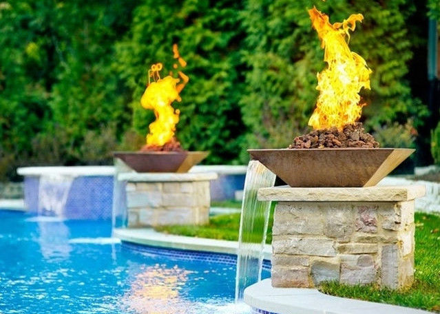 Garden Fire Pit Water Feature Combo, Fire Pit Water Feature Combo