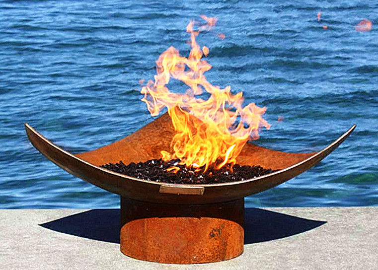 Corten Steel Modern Fire Bowls Outdoor Large Metal Fire Pit 50cm Height