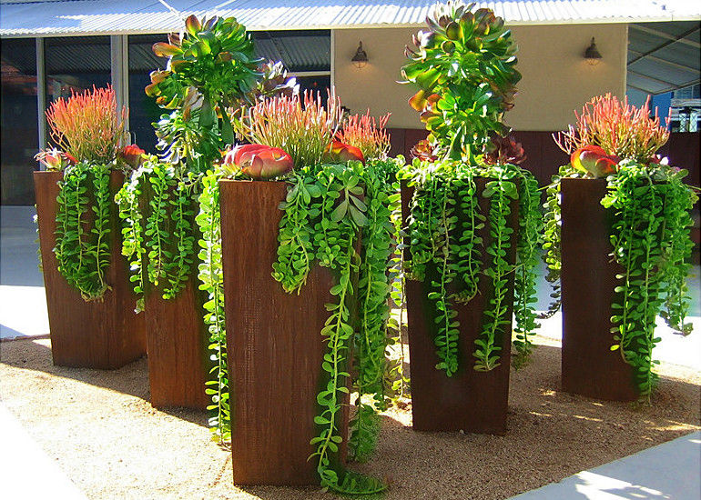 Modern Style Large Corten Steel Planter Boxes For Outdoor