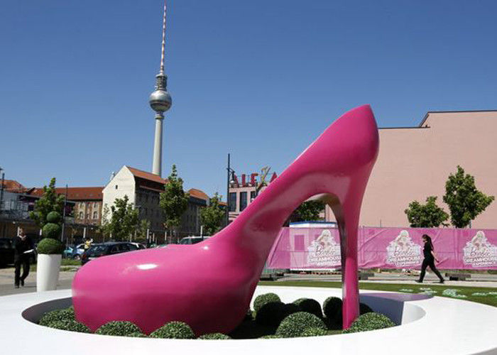 Pink Heels Stainless Steel Sculpture Art Painted Corrosion Resistant