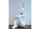 Painted Rabbit Man Outdoor Fiberglass Sculpture Fantasy Artwork Life Size supplier
