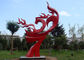 Large Painted Red Metal Flame Sculpture , Abstract Metal Garden Sculptures supplier