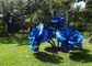 Large Painted Blue Metal Rose Sculpture / Metal Garden Flowers Sculpture For Decoration supplier