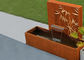 Square Rust Corten Steel Water Feature With LED Lights Customized Sizes