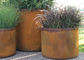 Landscape Rusty Round Corten Steel Planters Boxes For Plaza Waterproof supplier