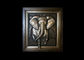 Metal Wall Art Sculpture / Bronze Elephant Bas Relief Multi Function
