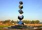 Polished Large Garden Sculptures Metal , Cube Tower Stainless Steel Art Sculptures