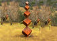 Large Decor Cube Shape Metal Garden Sculptures Corten Steel Rusty Finish supplier