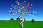 Garden Decor Colorful Painted Stainless Steel Tree Sculpture For Placing Square supplier
