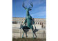 Large Casting Green Patina Bronze Statue Bronze Deer Sculpture For Street Decor supplier
