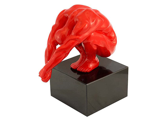 Modern Art Outdoor Fiberglass Sculpture Figure Sport Swimmer Red Figurine