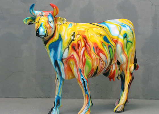 Metal Modern Animal Outdoor Fiberglass Sculpture Pop Art Fiberglass Cow Statue