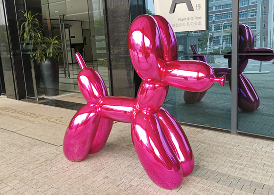 Modern Art Hot Pink Balloon Dog Resin Outdoor Fiberglass Sculpture