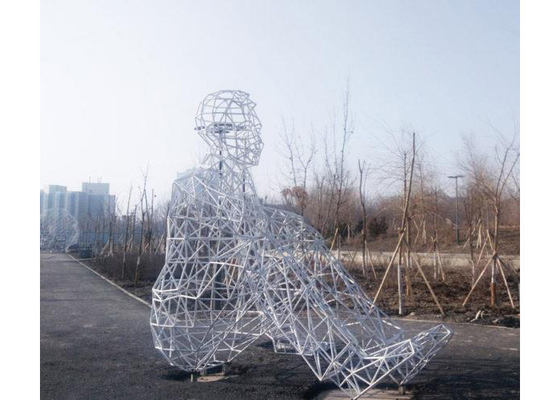 Outdoor Garden Metal Human Figure Stainless Steel Sculpture White Painted