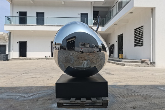 Modern Fruit Stainless Steel Polished Garden Apple Sculpture 145cm Height