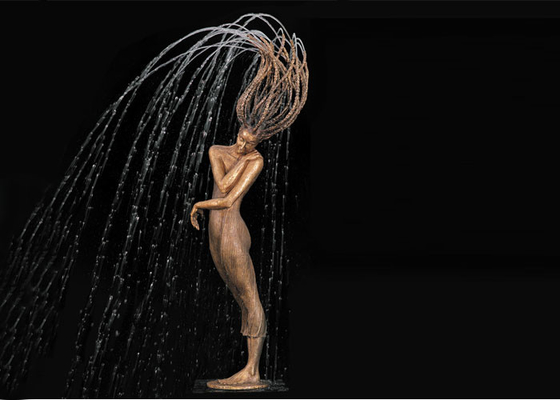 Outdoor Garden Decoration Bronze Woman Water Fountain 250cm Height