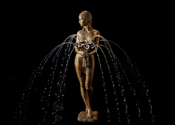 Outdoor Decoration Bronze Ballerina With Flower Water Sculpture Fountain