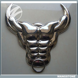 Good price 50cm Metal Wall Sculpture Painted Buffalo Skull Wall Art Stainless Steel Material online