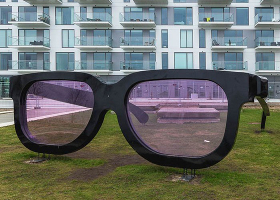 Public Large Painted Metal Sculpture Art Stainless Steel Glasses Sculpture