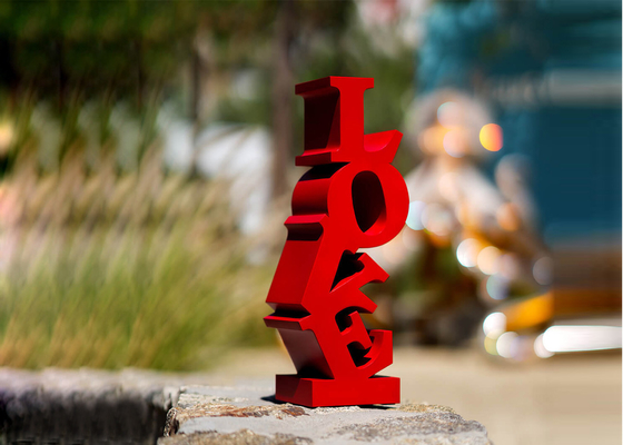 Large Landscape Decorative Red Stainless Steel LOVE Sculpture
