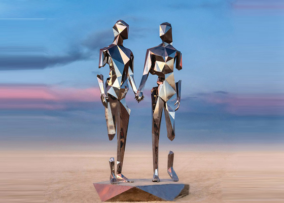 Large Landscape Decorative Polished Stainless Steel Lover Sculptures