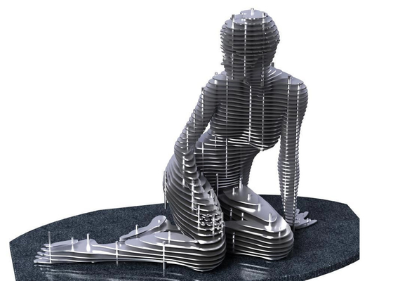 Modern Brushed Stainless Steel 316 Kneeling Man Statue