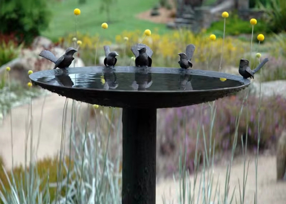 Life Size Metal Casting Bronze Bird Bath Bowl Statue Garden Sculpture