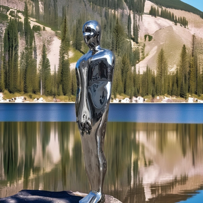 Custom Modern Abstract Man Stainless Steel Sculpture Life Size Mirror Polished Metal Art