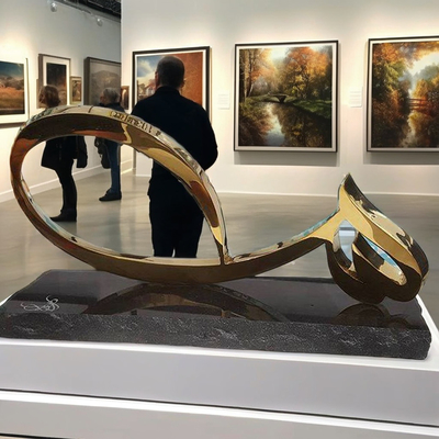 Modern Stainless Steel Arabic Calligraphy Sculpture Interior Art Decoration Metal Craft