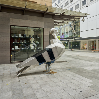 Stainless Steel Geometric Pigeon Sculpture For Yard Decor And Urban Landscape