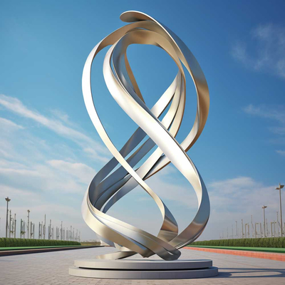 Modern Metal Art Large Outdoor Matt Stainless Steel DNA Sculpture