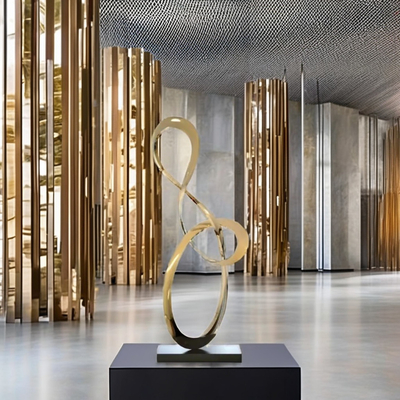 Modern Stainless Steel Abstract Sculpture Custom Plated Interior Metal Art