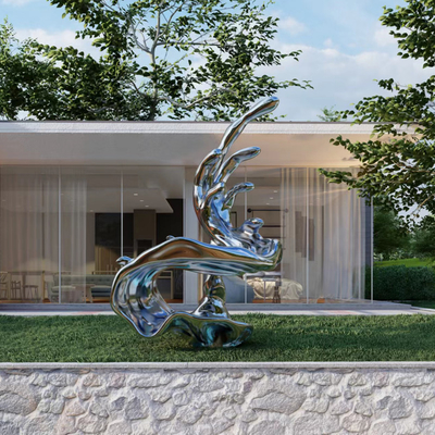 Large Metal Outdoor Modern Mirror Polished Stainless Steel Sculpture
