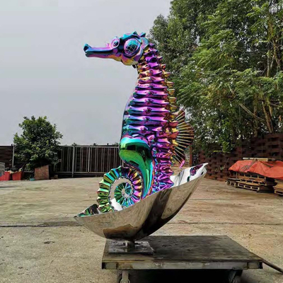 200cm Outdoor Stainless Steel Sea Horse Sculpture PVD Coating