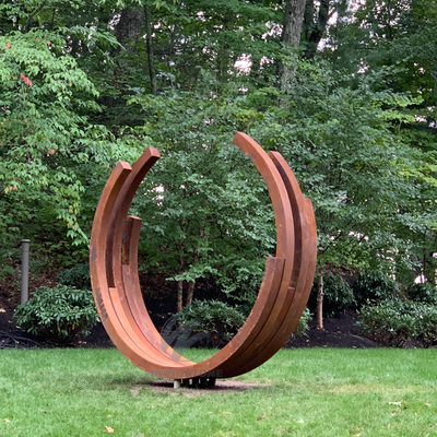 Dimensional Harmony 2.6m Semi-Circular Corten Sculpture For Gardens & Plazas
