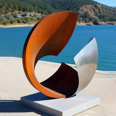 Decoration Natural Corrosion Steel And Stainless Steel Fish Sculpture