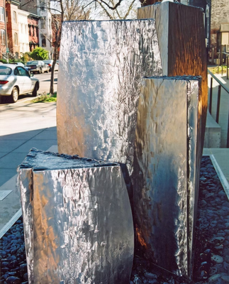 Custom Garden Outdoor Metal Stainless Steel Sculpture Waterfall Fountain for Decoration