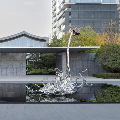 Frozen Splash Moment: Custom Stainless Steel Outdoor Water Fountain Sculpture