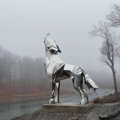 Modern Garden Decoration Large Stainless Steel Wolf Sculpture