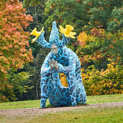 Large Outdoor Botanical Sculpture - Fiberglass Nature-Themed Art Installation for Gardens