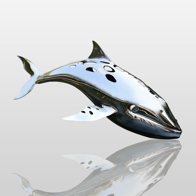 Customized Hollow-Out Leaping Whale Art Statue, Outdoor Water Feature Centerpiece