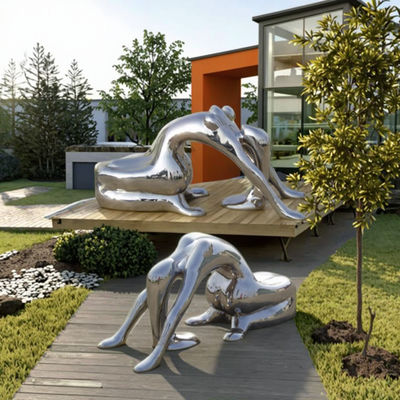 Good price Mirror Stainless Steel Lady Art Sculpture Abstract Figurative Outdoor Indoor Decor online