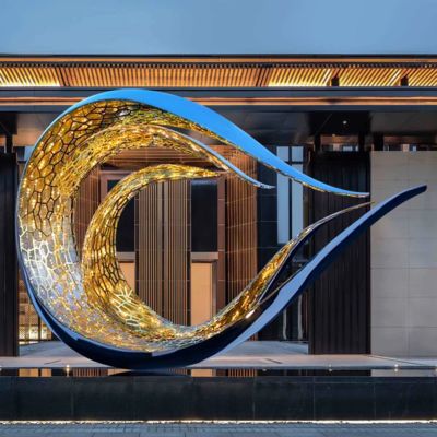 Good price Modern Wave-Inspired Stainless Steel Light Sculpture For Public Decoration online