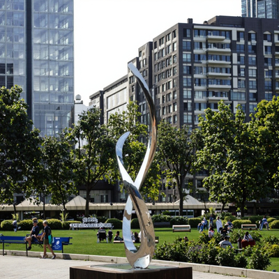 Modern Mirror Polished Glossy Abstract Stainless Steel Sculpture Contemporary Outdoor Art for Landscapes