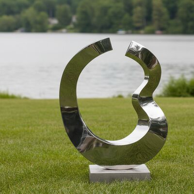 Abstract Stainless Steel Sculpture Modern Polished Metal Art for Garden & Outdoor Spaces