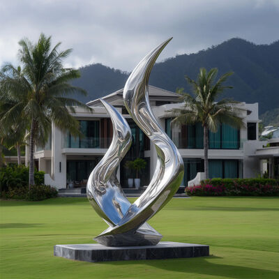 Modern Decoration Handmade Stainless Steel Polished Flame Sculpture