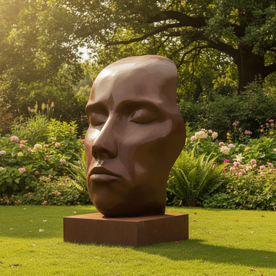 Modern Large Outdoor Garden Decoration Abstract Human Face Bronze Sculpture Antique Metal Art Statue for Landscape Park Yard Decor