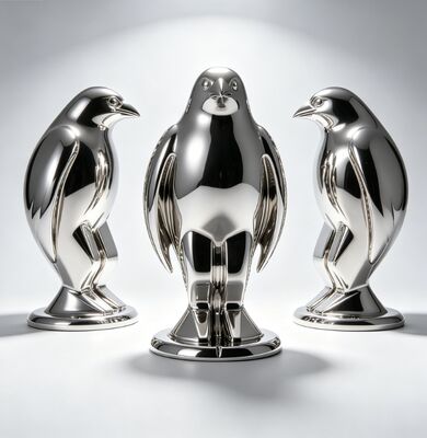 Original Design Penguin Bird Animal Metal Stainless Steel Sculpture Custom Size and Color Options with Durable Polished Finish for Public Spaces
