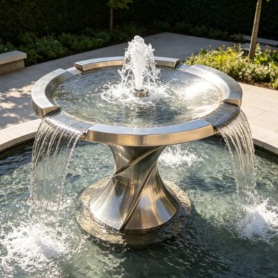 Stainless Steel Water Feature Customizable Outdoor Garden Fountain Sculpture for Public Spaces and Commercial Landscape Enhancements