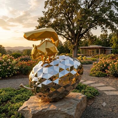 Garden Decoration Geometric Painted Stainless Steel Squirrel Sculpture
